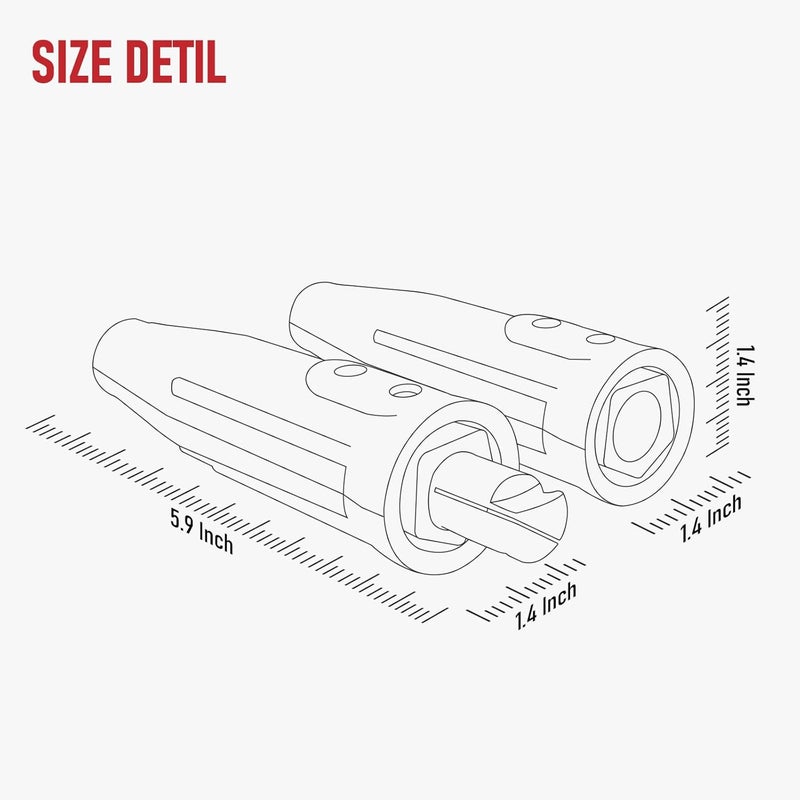 RX WELD LC40 Cable Connector Set, Includes Black Male and Female for Cable Capacity: 1/0 Thru 2/0 (50-70mm²)-Red - Image 5